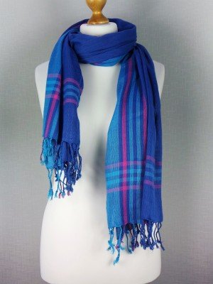 Kingston light Blue Cotton Scarf with faded check design