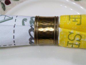 Set of 4, Brass Hammered Napkin Ring